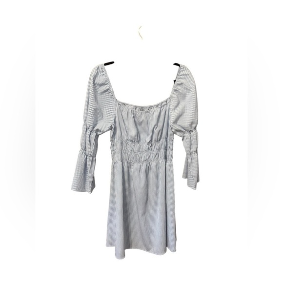 Lulus Blue & White Gingham Puff Sleeve Mini Dress – Size Large - Picture 2 of 7